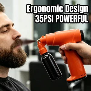 Barber Spray Gun & Piston Airbrush Compressor Set Cordless & Portable 35psi Pressure Clogless for Efficient Hairstyling