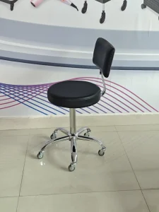 Barber Stool with Casters and Backrest Round Cushion Adjustable Height & 360° Swivel Functionality Included