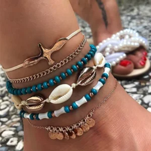 Beach Shell Anklets Beaded Stone Charm Women Anklet Bracelet Bohemian Ankle Bracelets for Women