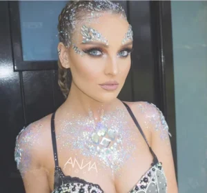Beauty Face Jewelry + Chunky Glitter + Glue, Face Crystal Sticker, Rhinestones