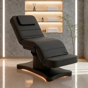 Beauty Salon Furniture Full Black Massage Table Bed Modern 3 Motors Electric Adjustable Treatment Facial Spa Bed with Lights