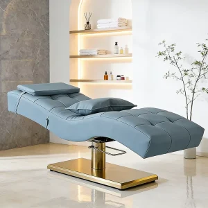 Beauty Salon Furniture Gold Stainless Steel Base Eyebrow Bed Modern Head Adjustable Facial Spa Lash Bed