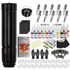 Beginner Friendly Rotary Tattoo Kit Stainless Steel Aluminium Alloy Cartridges 3.5mm Stroke Needles