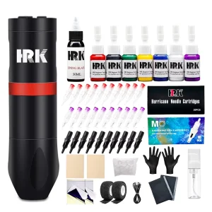Beginner Practice Complete Japanese Motor HRK Wireless Tattoo Pen Machine Kit With Ink