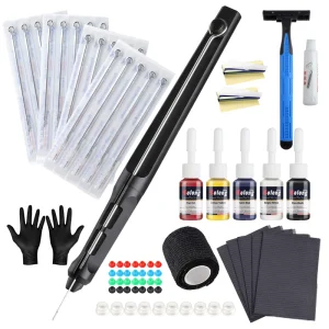 Beginner’s Electric Aluminum Alloy Tattoo Machine Kits Complete Traditional Hand Tattoo Needle Set for Body Art