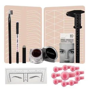 Beginners Master Eyebrow Microblading Kit with Pigment Nano Blades U 18 Practice Skin Ring Cup Tools for Training Academy