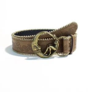 Belt Manufacturer Women’s Belt Retro Floral Tooled Vintage Belts Women Antique Bronze Moon Lady Pin Buckle Fashion Accessory