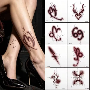 Bespoke Cyber Goth Y2K Constellation Zodiac Tribal Water Transfer Tattoo Men Women Skin Safe Long Lasting Face Temporary Tattoo