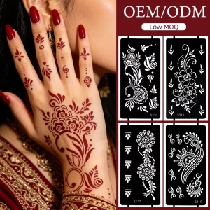 Bespoke Fashionable Mixed Design PVC Body Art Lace Stencils Template for Hands Feet Back Juice Henna Temporary Tattoo Painting