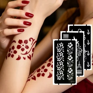 Bespoke Reusable Blooming Rose PVC Hollow Out Tattoo Stencil Template for Professional Salon Henna Art Hand Printing