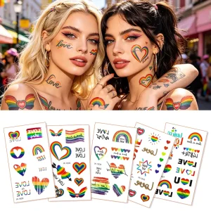 Bespoke Y2K Style Rainbow Wings Pride Month Colorful Non toxic Water Transfer Temporary Tattoo Stickers for Face Music Festival