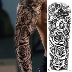 Big Size Indian Flower Full Arm Water Transfer Tattoo Sticker Eco-Friendly Paper Water Resistant Temporary for Men and Women