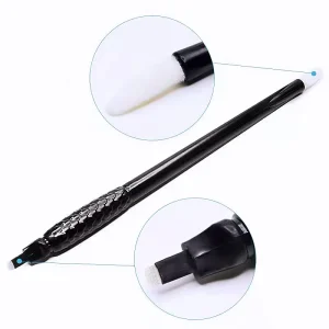 Black 18U Disposable Plastic Microblading Pen for Eyebrow Microblading Manual Tools with Embroidery Blade