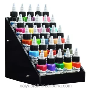 Black Acrylic Tattoo Ink Small Display Stand 6-tier Rack Organizer Table Counter