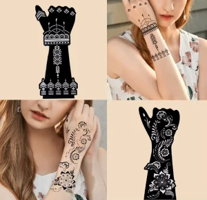Black Body Art Temporary Henna Tattoo Stickers for Hands and Feet Decoration