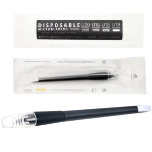 Black Eyebrow Disposable Microblading Pens 0.18mm 18U Pins Needles Microblading Hand Tools