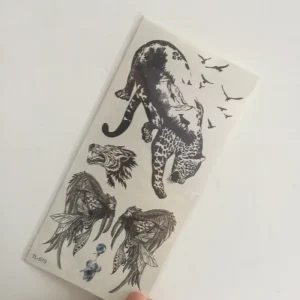 Black Feral Tiger Angel Elephant Fox Animals Hand Half Arm Man Boy Body Art Temporary Eco-Friendly Tattoo Sticker