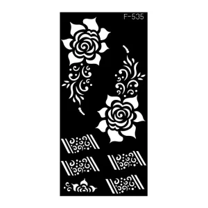 Black Henna Temporary Tattoo Stickers for Adults Flower Body Art Large Arm Tattoos Lace Mehndi Plastic & PET Material 96x186mm