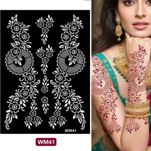 Black Mandala Henna Tattoo Stencils Temporary High Quality New Design for Body Art 20+ Days Lasting