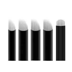 Black Microblading Tool Manual Blades Nano Needle Sharp 16 18 U Microshading Eyebrow Disposable Permanent Makeup