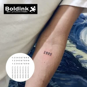 Black Number Angel Numbers Year Date Symbols Body Art Waterproof Long Lasting Herbal Juice Ink Semi Permanent Tattoo Sticker