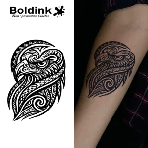 Black Realistic Tribal Eagle Body Art Waterproof Long Lasting 2 Weeks Jagua Juice Ink Tattoo Sticker