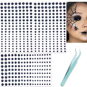 Black Self Adhesive Gold Stamped Custom Face Eye Jewels Rhinestones Crystals Stick Diamonds DIY Durable Removable Holiday Party