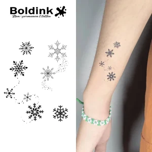 Black Snowflake Trail Arm Body Art Waterproof Long Lasting 2 Weeks Jagua Juice Ink Semi Permanent Tattoo