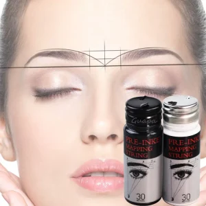 Black White Pre Inked Eyebrow Marker Thread 30m PMU Brow Mapping String Tube in Bottles for Tattoo Measuring Tools Supplies