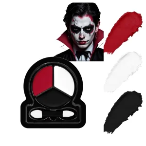 Black White Red Oil-Based Face Body Paint Kit Applicator 2g X3 for Halloween Clown/Vampire/Devil Makeup Cosplay Costume Dress-Up