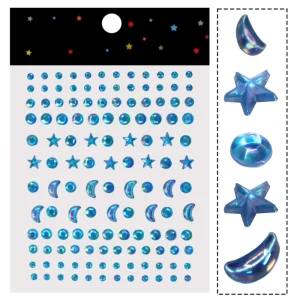 Blue Self Adhesive Face Eye Nail Rhinestone Gems Crystal Jewels Stick on Hair Decor Rave Carnival Festival Party Makeup