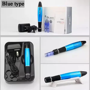 Blue Wireless Professional Microneedling Pen Machine A1W Micro Needling MTS Machine Permanent Makeup Tool