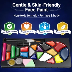 Body Art Football Game Soccer Fans Design Water Activated Face Painting Kids Body Paint Kit Nude Makeup for Matches