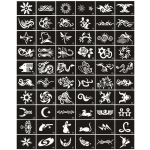 Body Art Henna Tattoo Stencil for Glitter Tattoo Temporary Black Mehndi Indian Template Sticker