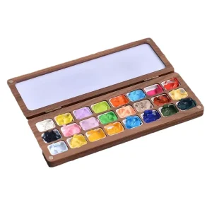 Body Art Painting Supplies Customized 24 Cell Color Palette Wood Pigment Box