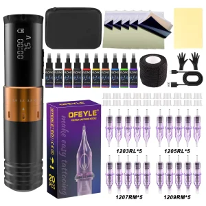 Body Art Permanent Tattoo Kit Includes Needles Tattoo Pen Machine Set