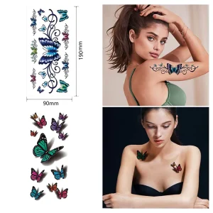 Body Art Sexy Flower Temporary Tattoo Sticker Non Toxic Water Transfer 3D Butterfly Smart Sticker