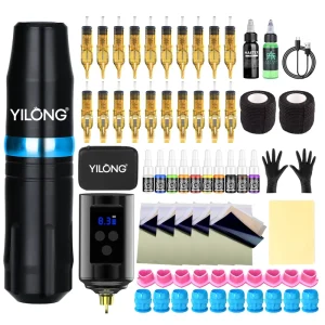 Body Art Tattoo Kits Eyebrow Permanent Makeup Machine Gun Set with Tattoo Ink Battery Operated