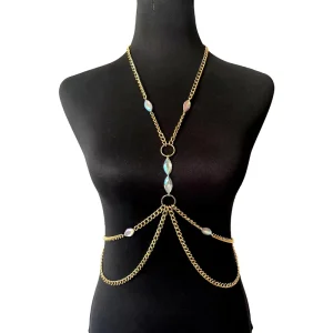 Body Chain Top Women Bikini Breast Silver Body Chain Stone Pearl Waterproof Gold Plated Waist Chain Custom Body Jewelry