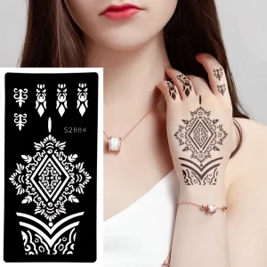 Body Hand Henna Tattoo Stencil Luxury Fingers Art Painting Waterproof Fake Temporary Tattoo Stencils