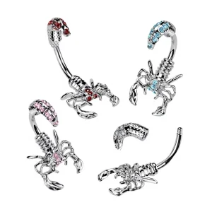 Body Jewelry Navel Ring Copper Fashion Cool Metal Texture Scorpion Tail Inlaid Diamonds Unisex Multiple Colors Available