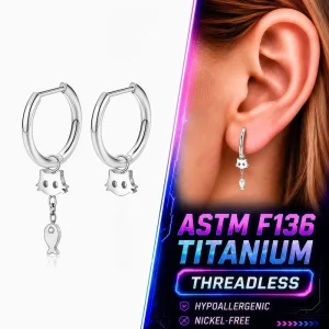 Body Jewelry Nose Piercing G23 Titanium Women Heart Earrings ASTM F136 Hypoallergenic Cartilage Piercing
