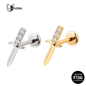 Body Jewelry Piercing ASTM F136 Titanium Jewelry 18K PVD CZ Sword Punk Gothic Y2K Egirl Unisex Man Women