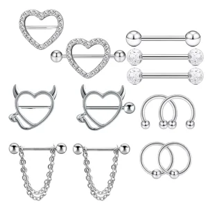 Body Jewelry for Women Men Steel Nipple Piercing Tongue Rings Barbell Bars Stainless Steel Piercing Jewelry