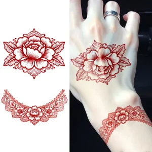 Body Makeup Colorful Temporary Tattoos Sticker Waterproof Aesthetic Floral Arrangement Tattoo Suitable for Back of Hand Wrist