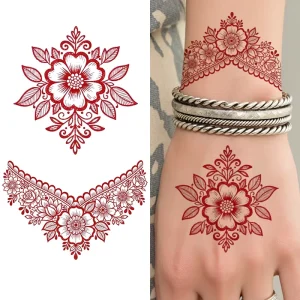 Body Makeup Colorful Temporary Tattoos Sticker Waterproof Aesthetic Floral Arrangement Tattoo Suitable for Back of the Hand Arm