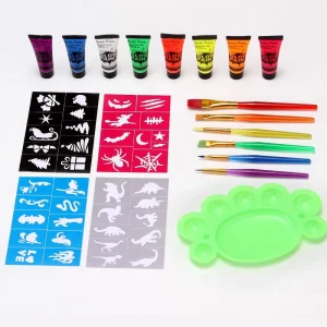 Body Paint Set Kit Fluorescent Neon Party Makeup Neon Uv Body Paint Glow Blacklight Face Paint for Art