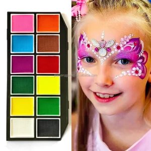 Body Painting Supplies Face Paint Palette Non-Toxic Kid-Safe with Portable Case for EU US Party & Festival Use