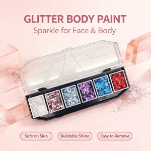 Body Painting Supplies Multi-Shade Eco-Friendly Non-Toxic Natural Plant-Based Chunky Glitter Kit Water-Based Washable