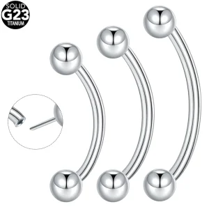 Body Piercing Jewelry Eyebrow Piercing G23 Titanium Threadless Push-in Curved Barbell with Press Fit Jeweled Ball